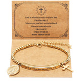 DS Women Christian Charm Bracelet,Cross Scripture Stainless Steel Jewelry