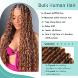 Human Braiding Hair for Boho Braids Human Hair 110g 20 Inch Curly Boho Hair for Braiding Knotless 12A Deep Wave Bohemian 3 Bundles/Pack Auburn Ginger