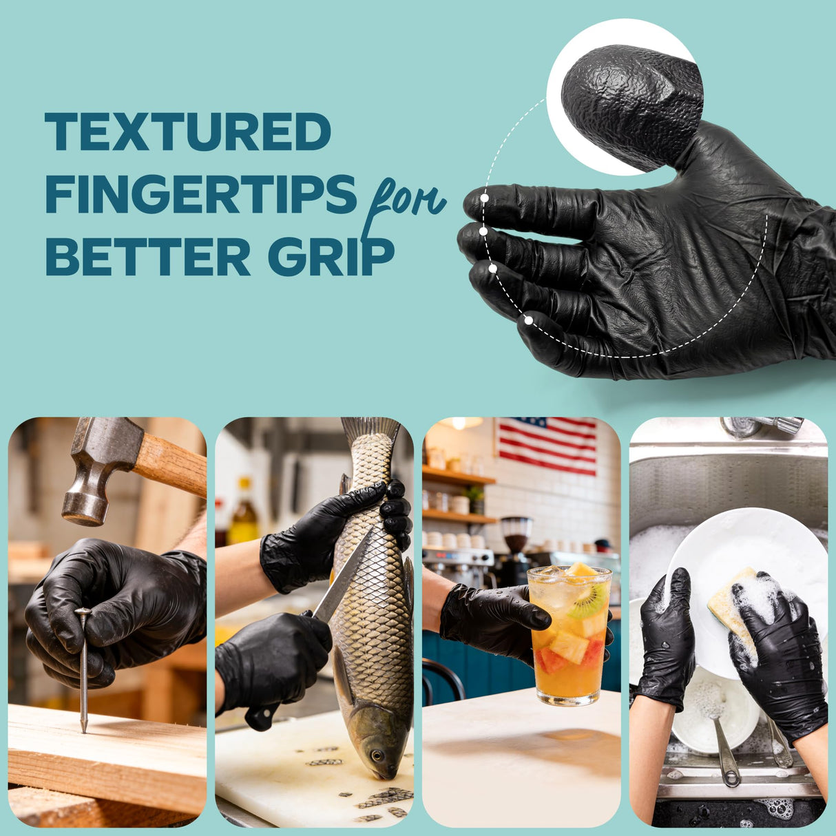 Comfy Package GUSTO Black Nitrile Gloves [200 Count] 6 Mil, HEAVY DUTY Disposable Gloves for Food Prep, Cooking, Tattoo, Cleaning – Latex-Free, Powder-Free, Textured Fingertips - X-Large (Formerly