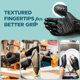 Comfy Package GUSTO Black Nitrile Gloves [200 Count] 6 Mil, HEAVY DUTY Disposable Gloves for Food Prep, Cooking, Tattoo, Cleaning – Latex-Free, Powder-Free, Textured Fingertips - X-Large (Formerly