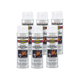 Rust-Oleum 2593838-6PK Professional Inverted Striping Spray Paint, 18 oz, White, 6 Pack