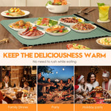 Silicone Warming Mat for Food, Fast Full Surface Heating Electric Warming Tray, 9 Level Temperature Adjustable Warming Kitchen Mat, Roll Up Food Warmer Mat for Countertop, Party, Travel