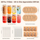 40 Pcs/8 Sets Employee Appreciation Gifts Glass Cups with Coasters, Straws, Gift Bags – Thank You Gifts for Coworkers, Teachers, Nurses, Staff, for Office, School, Team Building, Birthday & Holiday