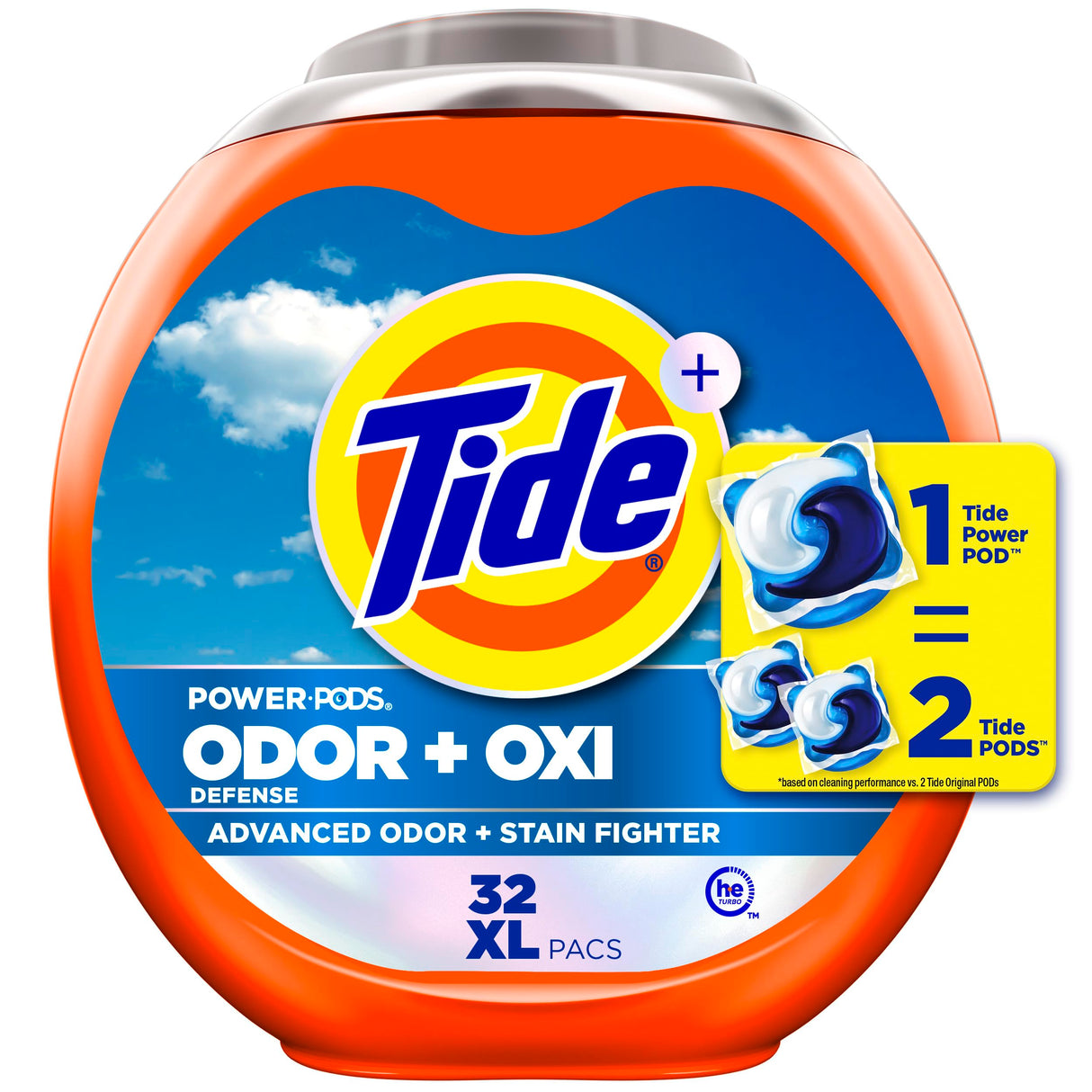 Tide Ultra OXI Power PODS with Odor Eliminators Laundry Detergent Pacs 32 Count For Visible and Invisible Dirt