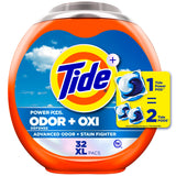 Tide Ultra OXI Power PODS with Odor Eliminators Laundry Detergent Pacs 32 Count For Visible and Invisible Dirt