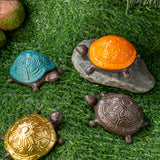 Ionela Spare Key Hiders Outside Cast Iron Turtle Hidden Key Holder for Outside Hide A Key, Antique Blue