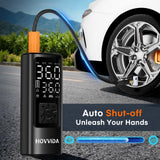 HOVVIDA Tire Inflator Portable Air Compressor, Bike Pump, Air Pump for Car Tires 150PSI with Digital Pressure Gauge, Auto Shut-Off, Fast Inflation, Bike Tire Pump for Car, Motorcycle, Bike, Ball