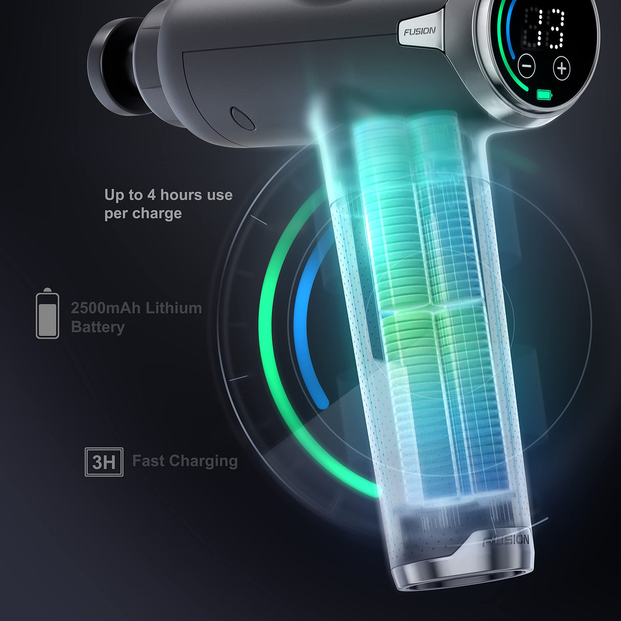 Fusion Black Pro Deep Tissue Massage Gun for Athletes - Percussion Massager for Pain Relief, Muscle Therapy and Relaxation