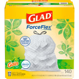 Glad Tall Kitchen Trash Bags 13 Gallon, Gain Original Garbage Bags, Odorshield with Drawstring, 140 Count