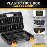 96-Piece 3/8" Drive Impact Socket Set, SAE(5/16 to 3/4-Inch) & Metric(8-22mm), Standard & Deep Sockets, Ratchet Handle, Bit Set, Universal Joint, Extension Bar, Adapters, Spark Plug Sockets