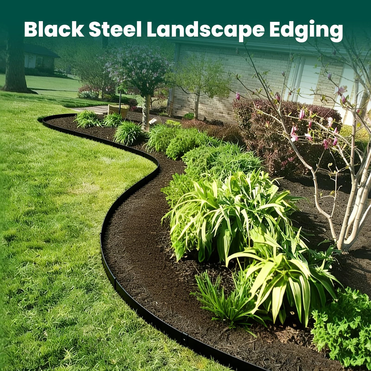 GZGNEEVL Metal Landscape Edging 6" H x 40" L, Galvanized Steel, Black