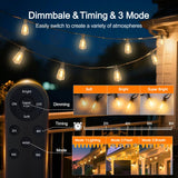 BLIATLUS 100FT Super Bright Solar String Lights Outdoor Waterproof with Remote Control 30+2 Shatterproof LED ST38 Bulbs for Porch Garden Market Bistro Patio Backyard Fence
