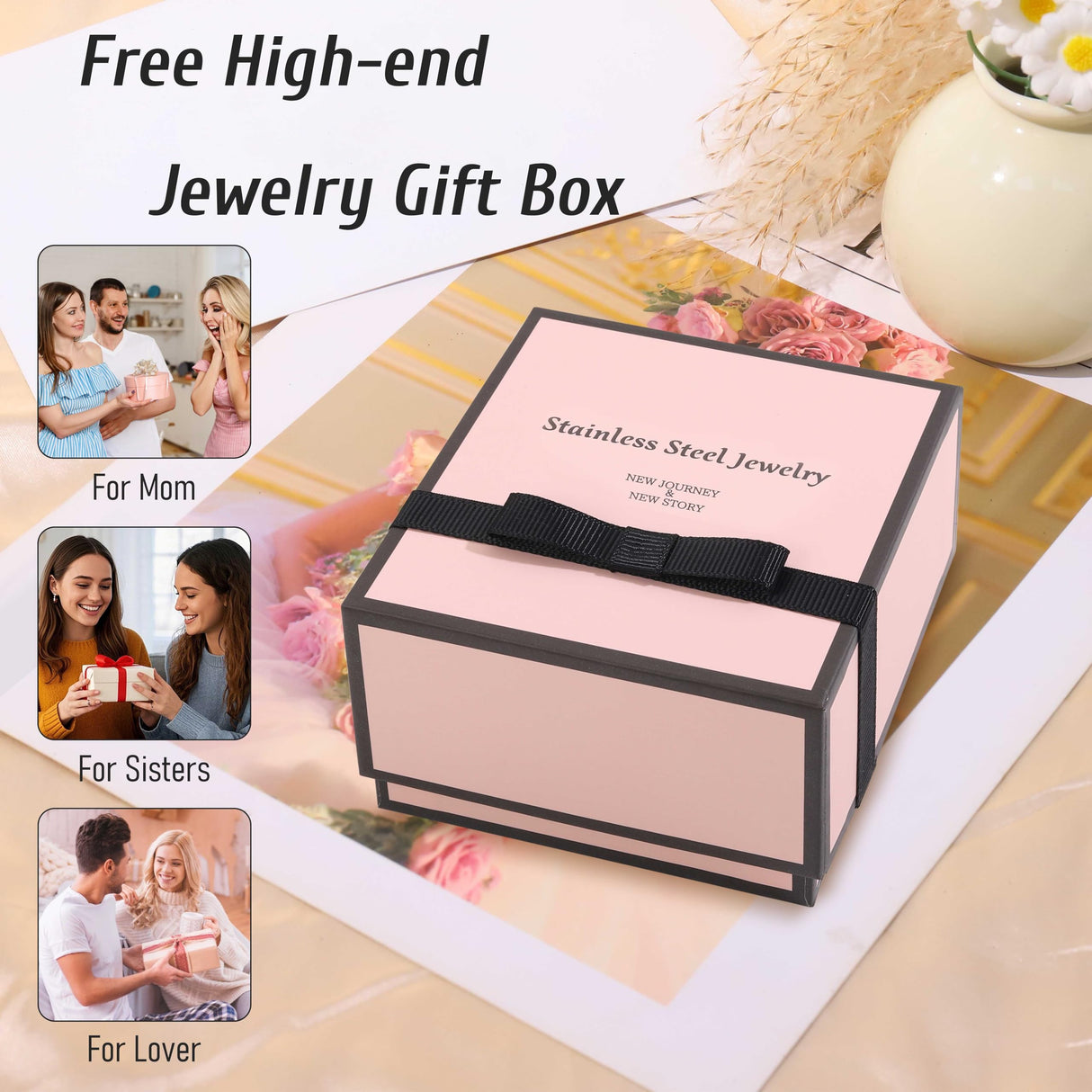 ISELBDR 18K Gold Bangle Bracelets for Women - Stackable Clover & Nail Love Bangle Set - Non-Tarnish Jewelry for Birthday Valentine's, Mother's Day & Christmas (Gold-A)