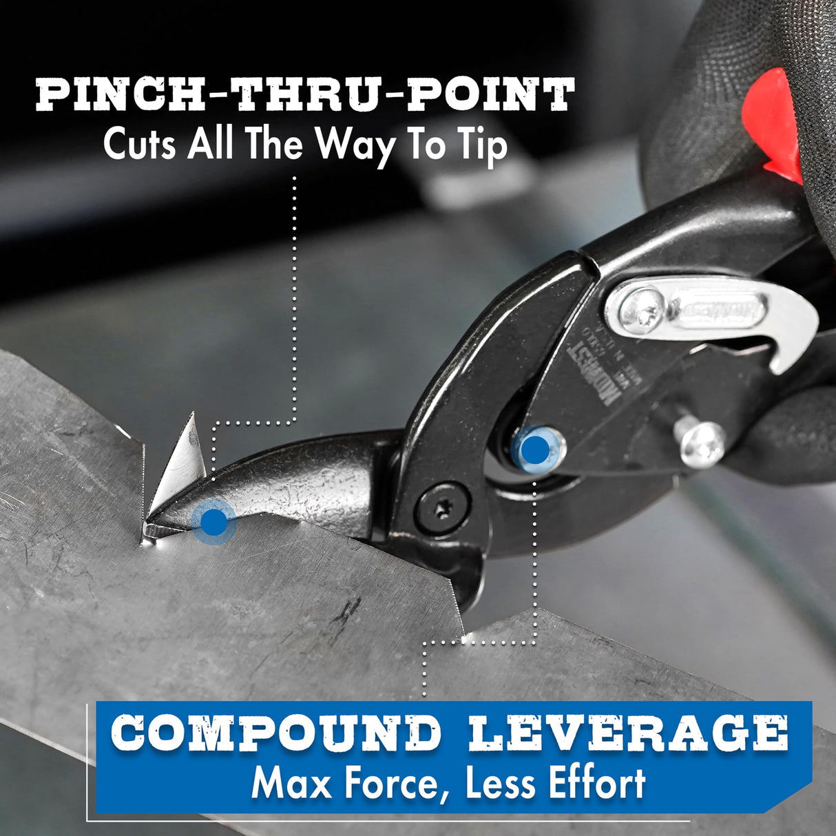 MIDWEST Blackout Series Aviation Snip - Left and Right Cut Offset Tinner Shears, Made in the USA - MWT-6510CO-NP