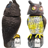 GIFTEXPRESS 1Pcs Solar Power Owl Decoy – 17" Motion Sensor Pest Repellent with Rotating Head, LED Eyes & Sound – Fake Horned Owl for Garden, Yard, Balcony, Farm, Patio, Roof, Lawn- Life Size