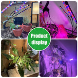 LED Plant Grow Light, Suitable for Indoor Plants, Full Spectrum Clip on Plant Growing Light with Red, Blue, Yellow Beads, 10 Brightness Levels, 3 Light Modes, 3/9/12H Auto Timer, 3 Head