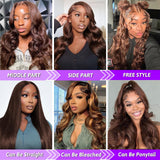 Chocolate Brown Lace Front Wig 13x6 HD Body Wave Lace Front Wigs Human Hair Pre Plucked Colored Frontal Glueless Brown Human Hair Wig for Women with Baby Hair 180 Density 26 Inch