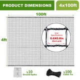 4x100FT Deer Fence Netting for Garden, 55GSM Plastic Mesh Temporary Fence