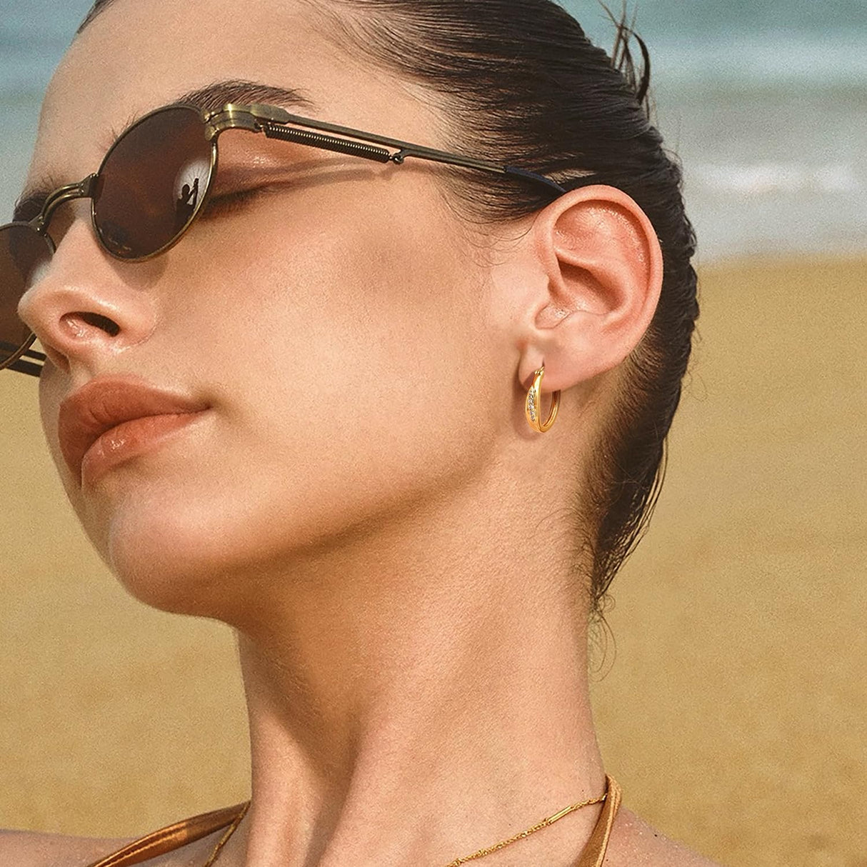 vuiikhir 14K Gold Earrings for Women 14K Gold Hoop Earrings for Women