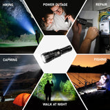 CHILDBOT Flashlights High Lumens Rechargeable, 10000LM LED Super Bright Flash Light, Zoomable Linternas with LCD Digital Display, 5 Mode, Waterproof, Powerful Tactical Flashlight for (Dark Black)