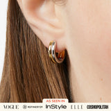 Ana Luisa Asher Huggie Hoop Earrings for Women - Silver & Gold Mixed Metal