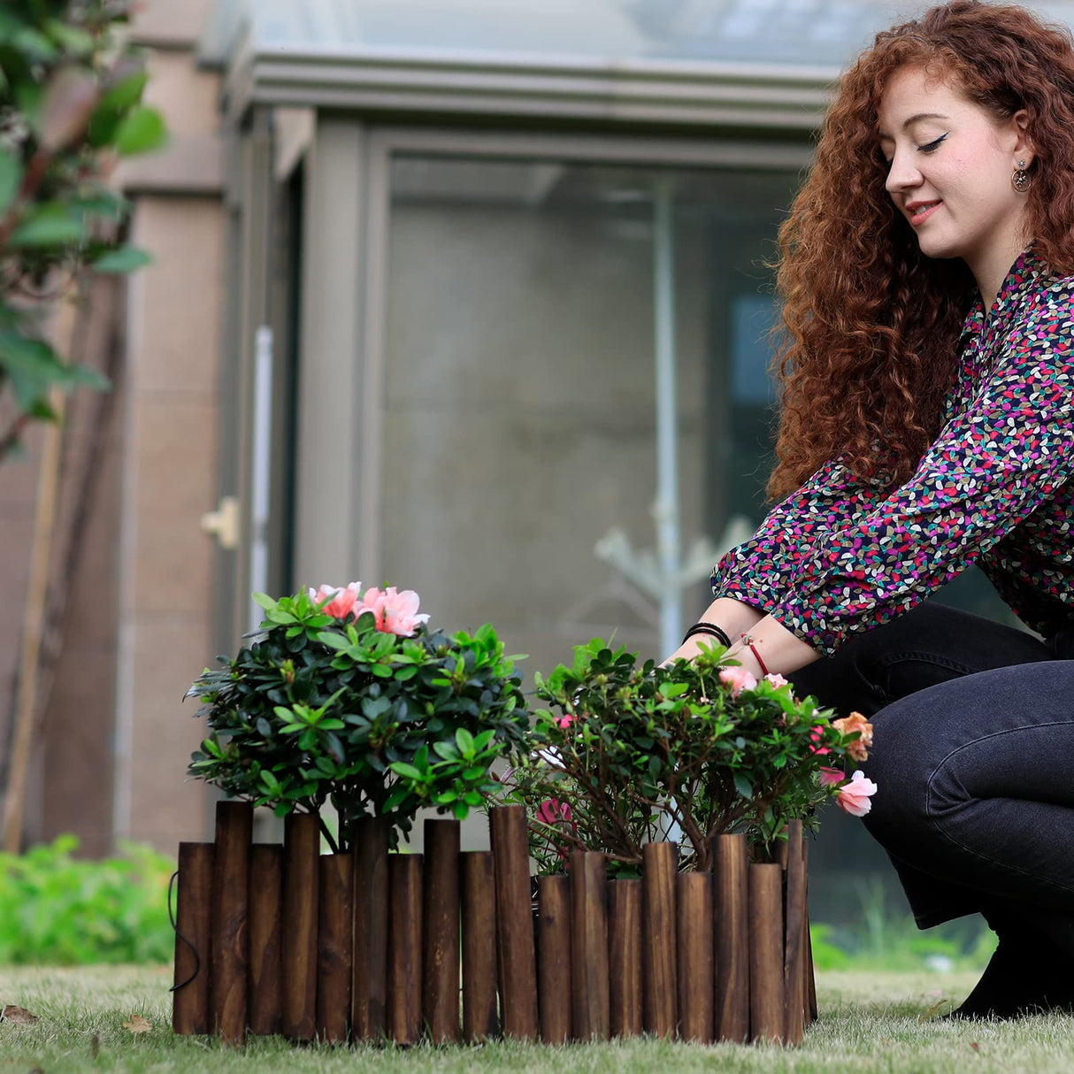 WORTH Wooden Edging for Landscaping, Flexible Garden Lawn Border 8" x 3.7'