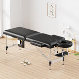 Brelley Massage Table Portable, 2-Fold Lash Bed with Side Pocket, Adjustable Height, Sturdy Aluminum Frame, Esthetician Spa Facial Bed, Tattoo Bed with Face Cradle & Carrying Bag, Black