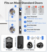 TEEHO TE001K Keyless Entry Door Lock with Handle, Electronic Keypad Deadbolt with 2 Knobs, High-Security Front Door Handle Set for Home & Rental, Smart Auto-Locking, Easy Install, Matte Black