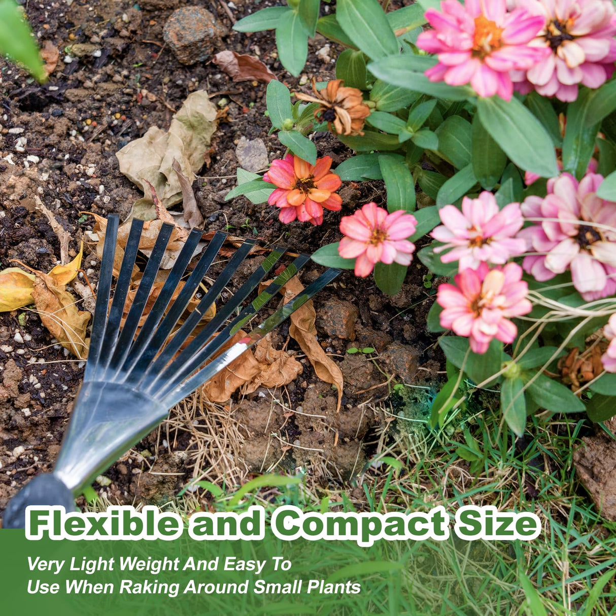 Haliaeetus Garden Hand Rake, 14.6'' Small Garden Rake for Tight Areas