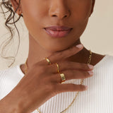PAVOI 18K Gold Plated Three Stackable Ring Set - White Gold
