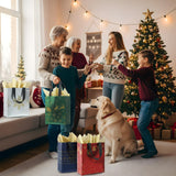 STYPOP 32 Pack 10" Christmas Gift Bags Medium Size with Tissue Paper, Reusable Non-Woven Christmas Tote Bags with Handles, Perfect for Holiday Gift Wrap/Party Favor Supplies, 10.2" × 8.3" × 4"