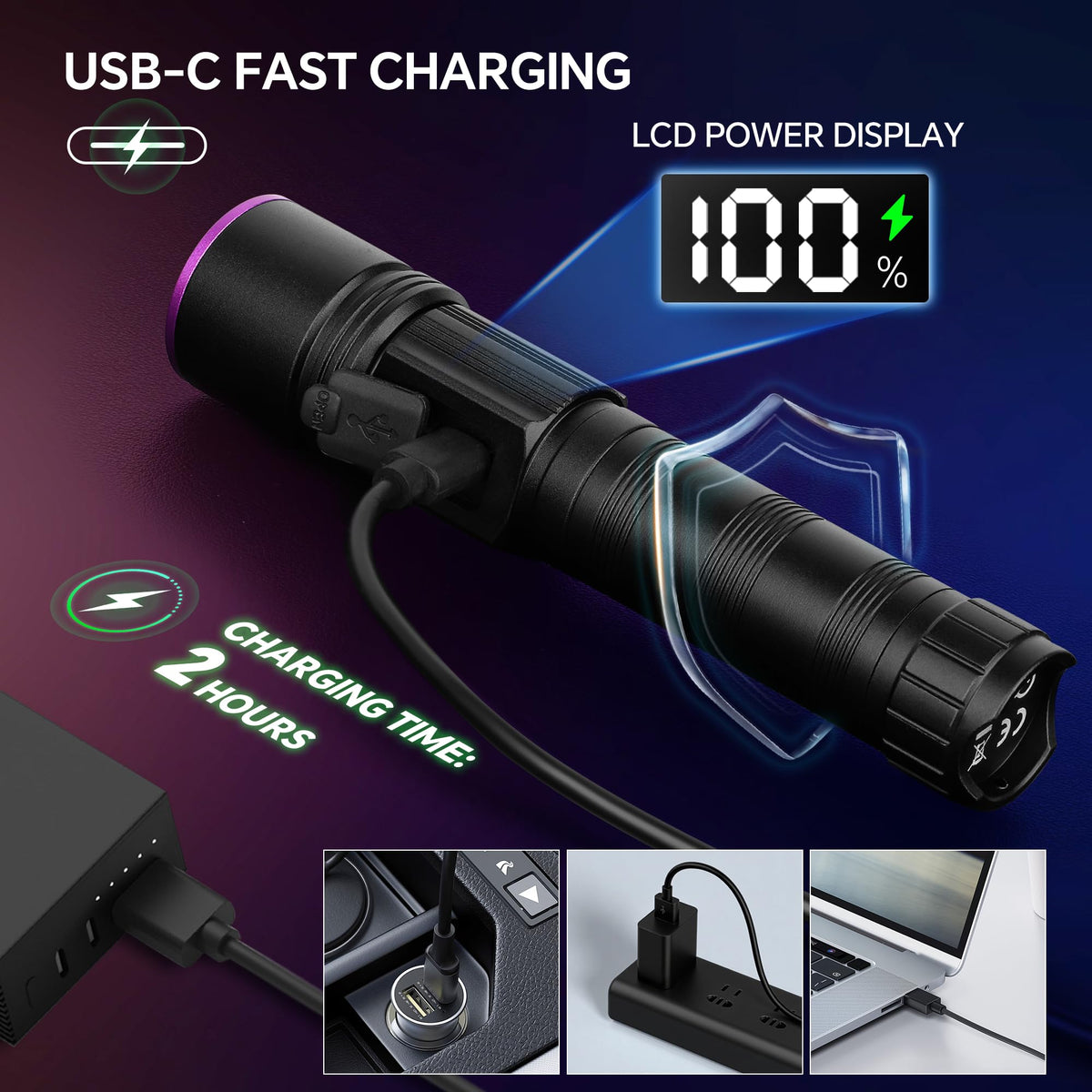 TrixHub 365nm UV Black Light Flashlight Rechargeable LCD Pet Urine Leak Detector 313034718750 TrixHub 365nm UV Black Light Flashlight Rechargeable LCD Pet Urine Leak Detector 313034718750