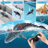 fromeasy Mosasaurus Dinosaur Toys, Upgrade Remote Control Water Toy, Pool Toys for Kids Ages 4-8, RC Dino with Light and Spray Water for Swimming Bath Lake Ocean Christmas Birthday Gift