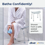 Drive Medical RTL12203KDR Shower Chair, Adjustable Shower Stool with Suction Feet, Shower Seat for Inside Tub, Bathroom Bench, 300 LB Weight Capacity