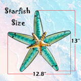 JOYBEE HOME&GARDEN Metal Starfish Wall Decor, Sea Life Coastal Decorations 13.25 inch Starfish Wall Art(Blue)