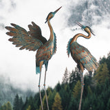 Oritty Crane Statues for Garden Decor, Metal Crane Yard Art Statues, Standing Heron Garden Sculptures & Statues for Outdoor Decorations, 38-42 Inch Set of 2, Copper