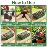 Upgrade Grow Sponges with Tray, 24 Pack Seed Starter Pods & Starter Plugs for Cuttings, Hydroponic Grow Sponges for Seed Starting, Plant Plugs for Herbs Vegetables Flowers, Easy Transplant Rooter Pods