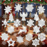 MATHARAGO 20 Pcs Snowflakes Diamond Art, 5D DIY Double-Sided Christmas Ornaments, Diamond Painting Keychains for Christmas and Daily Decoration(White-Christmas)