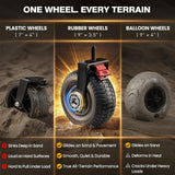 All-Terrain Beach Wagon with 9x3.5IN Big Inflatable Rubber Wheels for Sand, 240L Collapsible Wagon Cart, 450lbs Heavy Duty, Quiet Smooth Ride, Puncture-Resistant Tires, Side Pockets, Black