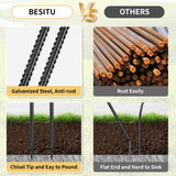 Besitu Rebar Stakes 48 inches 16-Pack Concrete Form Stakes Straight 3/8" Diameter Rebar Ground Metal Stakes for Landscaping, Securing Fence, Garden Plants Support, Survey Markers and Securing Trees