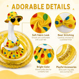 DaGailen Summer Porch Goose Outfits 23 Inch, Yellow Polka Dot Porch Goose Bikini with Swim Ring, Sun Hat Heart Sunglasses Porch Goose Accessories for Yard Garden Patio Decor