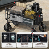 EVER ADVANCED Folding Push Wagon with Brakes, Portable Shopping Cart