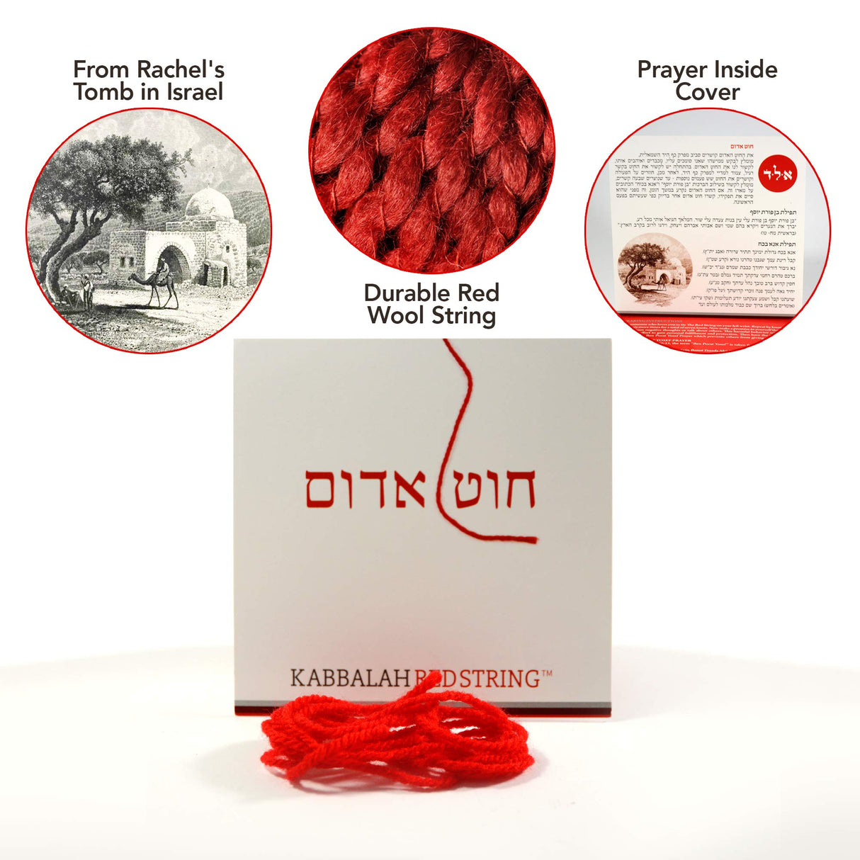 The Original Kabbalah Red String Bracelet from Israel - 60" Wool Cord for Spiritual Protection with Blessing, Prayer & Instructions (For Adults) for up to 7 Evil Eye Protection Bracelets