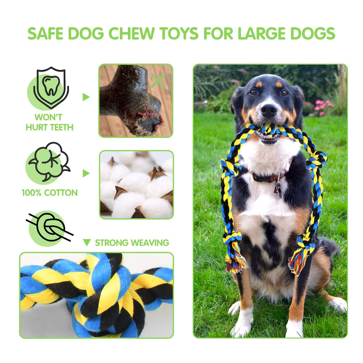 SHARLOVY Large Tough Chew Toys for Aggressive Chewers, 9 Pack Dog Rope Toys