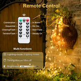 JMEXSUSS 2 Pack Fairy Lights Battery Operated with Remote, Total 400 LED 132ft Battery Powered String Lights, Christmas Twinkle Lights for Bedroom Indoor Outdoor Patio Tree Christmas Decor, Warm White