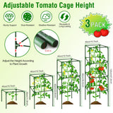 Fabulas Tomato Cage, Square Tomato Trellis Plant Support Stake Cages for Garden and Pots Tall Up to 63 Inch Adjustable Cucumber Trellis for Raised Bed Outdoor Climbing Plants Vegetables Flower, 3 Pack