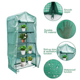 Sfcddtlg 4 Tier Greenhouse Replacement Cover with Roll-Up Zipper Door-PE Plant Greenhouse Cover for Indoor Outdoors Gardening Plants Cold Frost Protection Wind Rain Proof (Frame NOT Include)