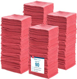 Simpli-Magic Cotton Shop Towels 14"x12" (90 Pack) – Reusable Cleaning Shop Rags for Automobiles, Industries, Garage and Homes (Red)