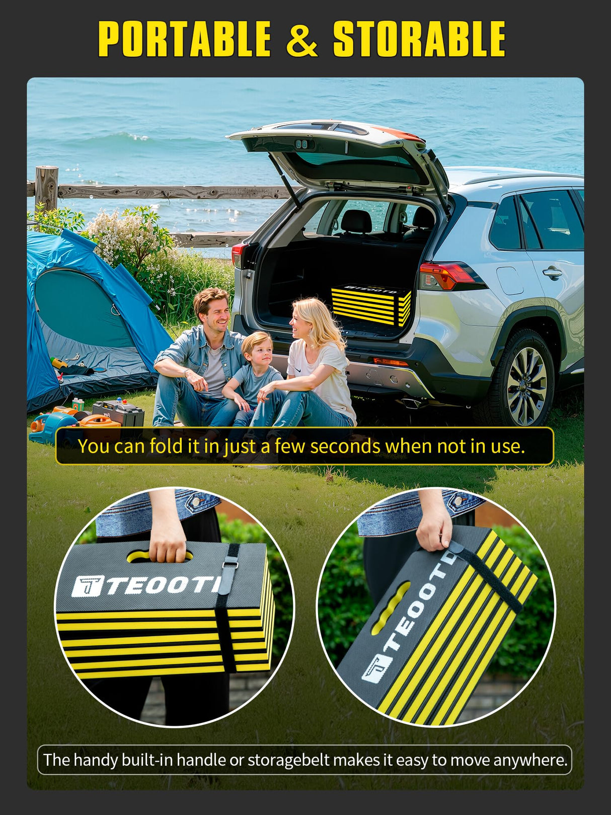 1.2" Extra Thick Foldable Mechanic Kneeling Pad with Handle & Storage Belt, 5 Fold Multi-Use Comfortable EVA Foam Cushion Mat for Workshop,Repairing,Gardening,Yardwork,Camping,Fitness,47.3x17.3x1.2"