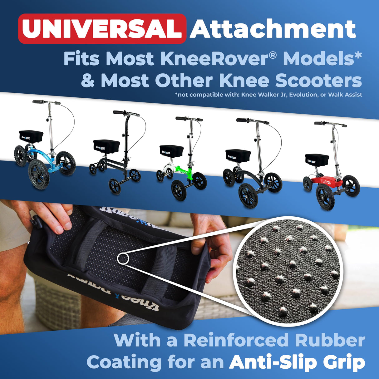 KneeRover Memory Pad Knee Scooter Pad Cover Cushion - Knee Rover Pad Accessory Features Removable Cover and Comfortable Memory Foam Cushion Insert - Knee Walker Pad Fits Most Models